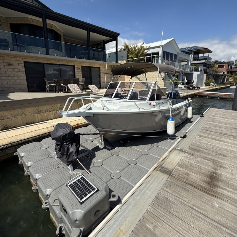 Docked medium sized boat